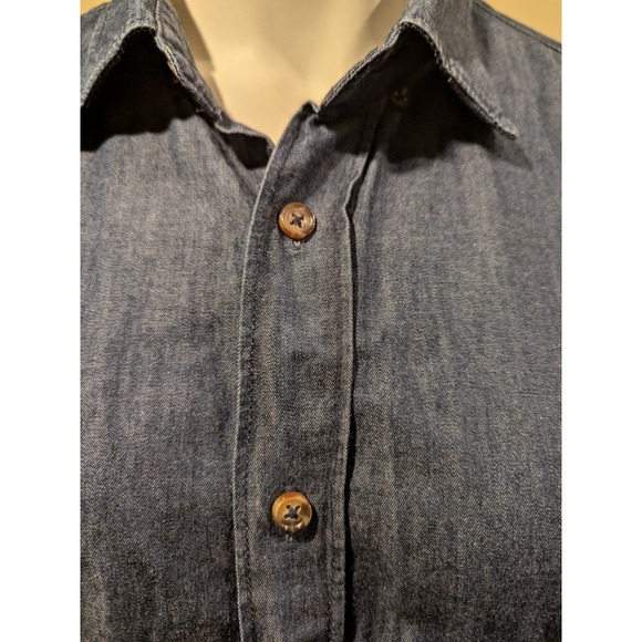 H&M Denim Women's Shirt Top Blouse Long Sleeve Dark Wash Size M - Picture 5 of 10